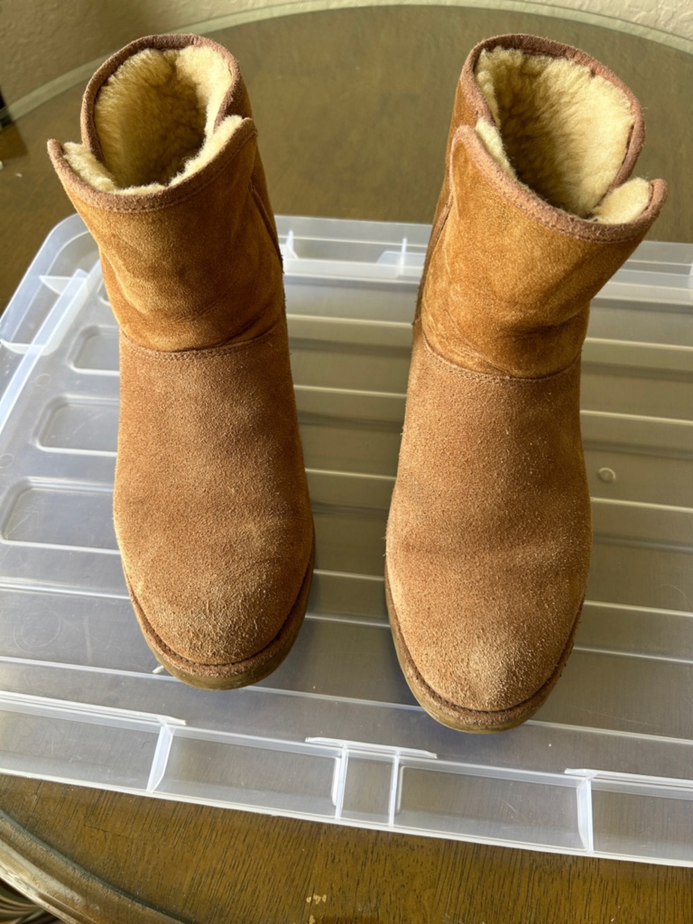 UGG Chestnut Suede Short Shearling Boots